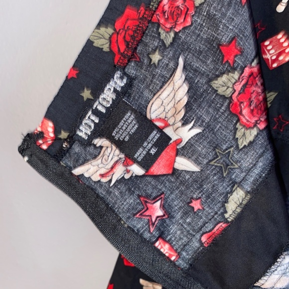 HOT TOPIC Dice Heart Skull Tattoo Roses Rockabilly Halter Dress XL - Picture 5 of 10
